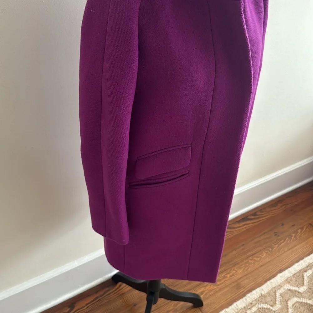 J Crew Cocoon Coat Wool Plum Purple Size 0 Stadium Cloth Nello Gori - Picture 4 of 9